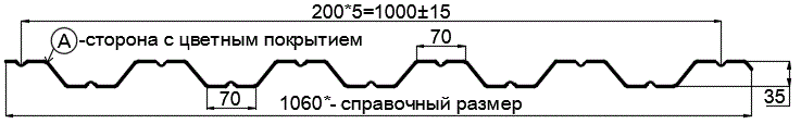 Фото: Профнастил НС35 х 1000 - A (ПЭ-01-1014-0.45) в Бронницах