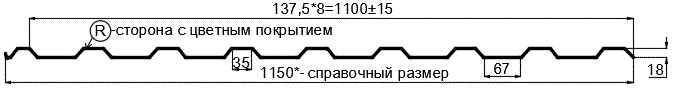 Фото: Профнастил МП20 х 1100 - R RETAIL (ПЭ-01-3005-СТ) в Бронницах