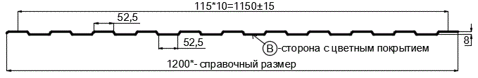 Фото: Профнастил С8 х 1150 - B (ECOSTEEL_T-12-Золотой Орех-0.45) в Бронницах