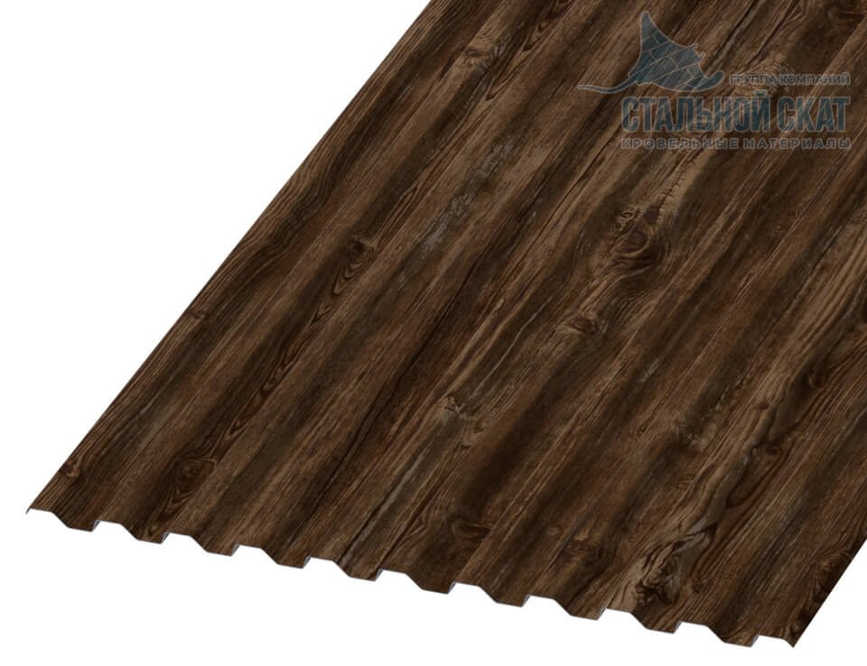 Профнастил С21 х 1000 - A (ECOSTEEL_MA-01-Мореный Дуб-0.5)