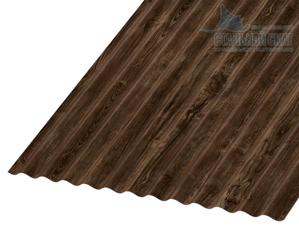 Профнастил МП18 х 1100 - B (ECOSTEEL_MA-01-Мореный Дуб-0.5)
