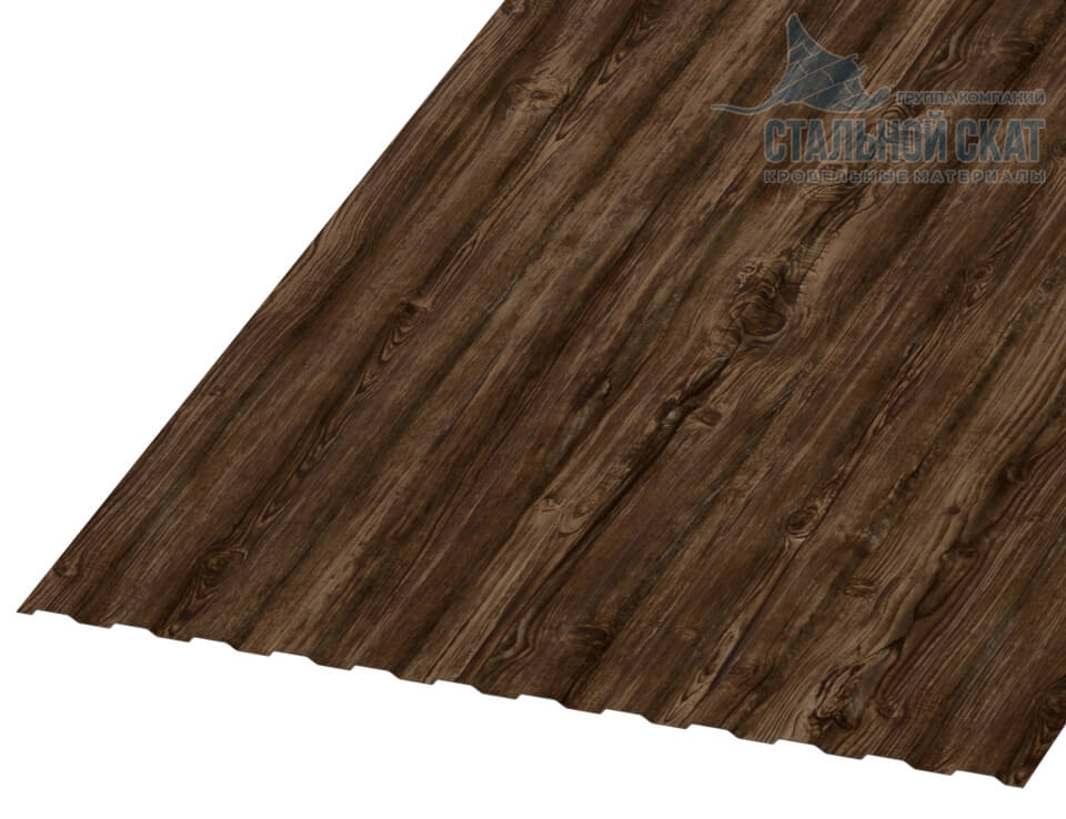 Профнастил МП10 х 1100 - A Двусторонний (ECOSTEEL_MA_Д-01-Мореный Дуб-0.5)