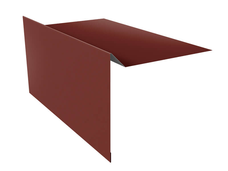Планка ветровая для мягкой кровли 100х20х70 0,5 Satin с пленкой RAL 3009 оксидно-красный (3м)