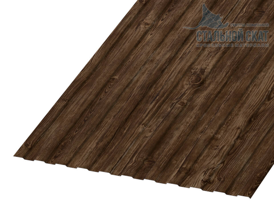 Профнастил С8 х 1150 - A Двусторонний (ECOSTEEL_MA_Д-01-Мореный Дуб-0.5)